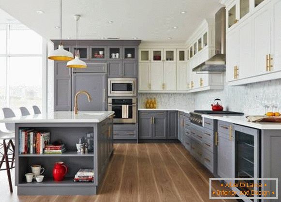 Dvojfarebné skrinky v kuchyni - módny dizajn 2018