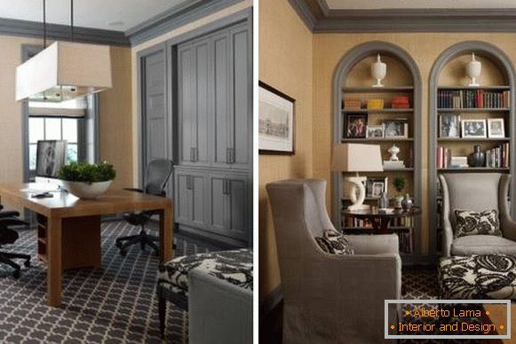 Módna kombinácia farieb v interiéri - šedá a béžová fotka