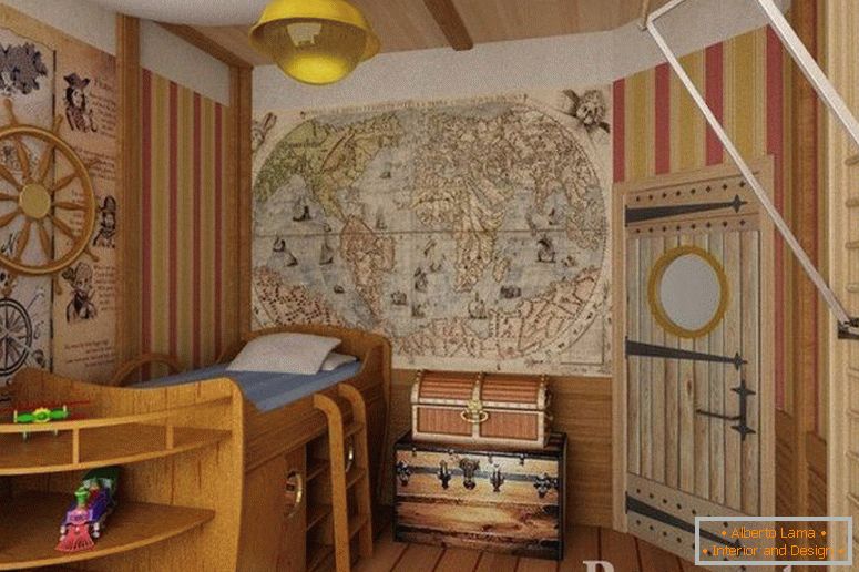 Mapy na stenách v detskej izbe