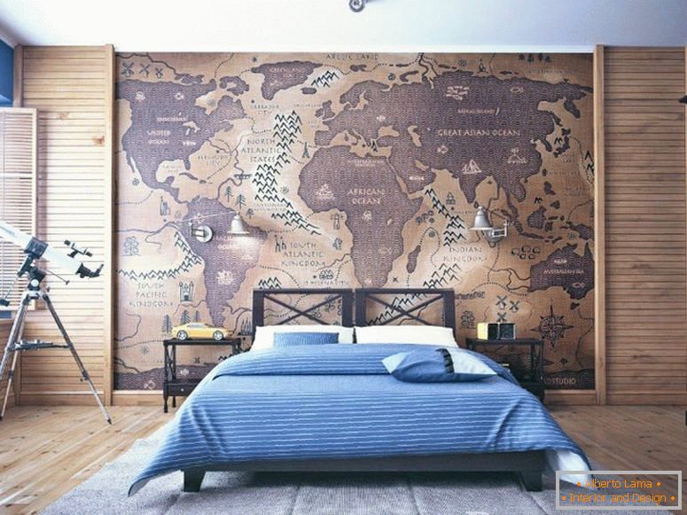 Mapa na stene spálne