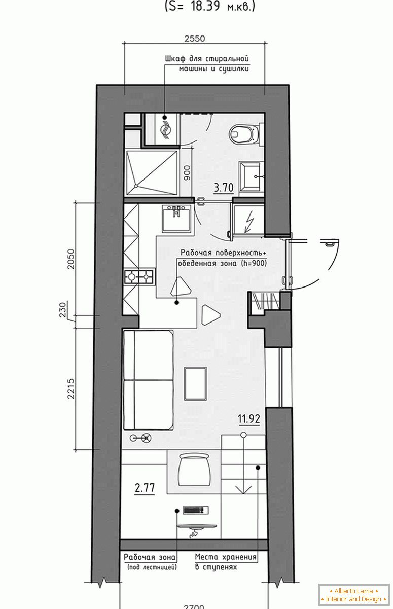 Rozloženie prvej úrovne malého bytu