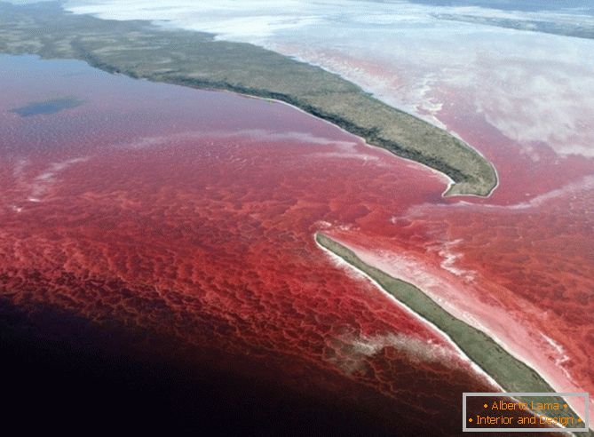 Jasná červená voda v jazere