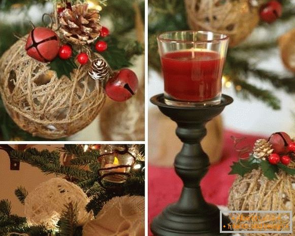 Vianočné gule z nití - fotografie ručne vyrobených predmetov