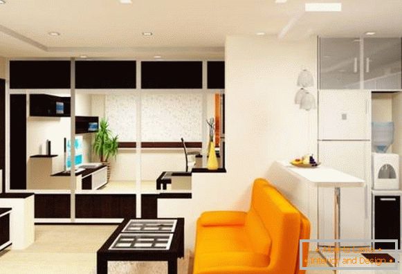 Moderný nápad na kombináciu kuchyne s obývacou izbou