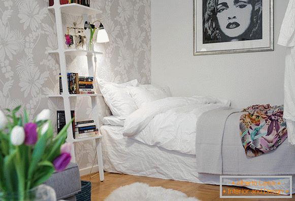 Obývacia izba malého bytu v Göteborgu