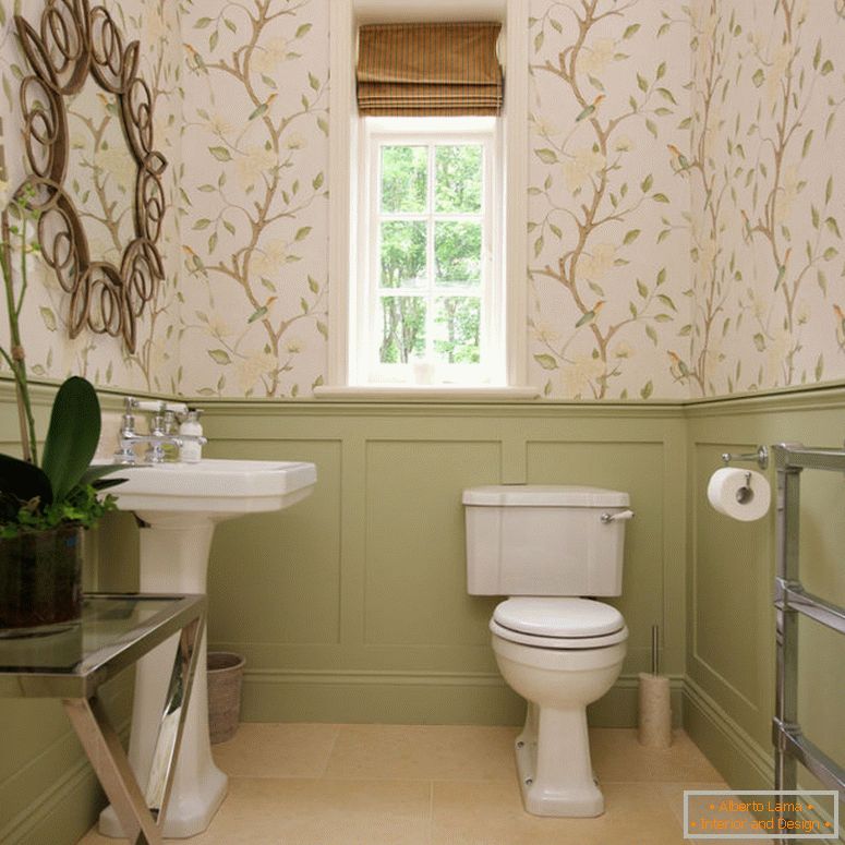 pruhované-tapety, kúpeľňa práškové-izbový tradičným s pruhovanými-Roman-blind-bočné stolík-4