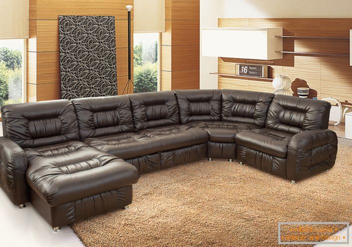 Luxusný návrhár koženého čalúneného nábytku pre priestrannú obývaciu izbu.