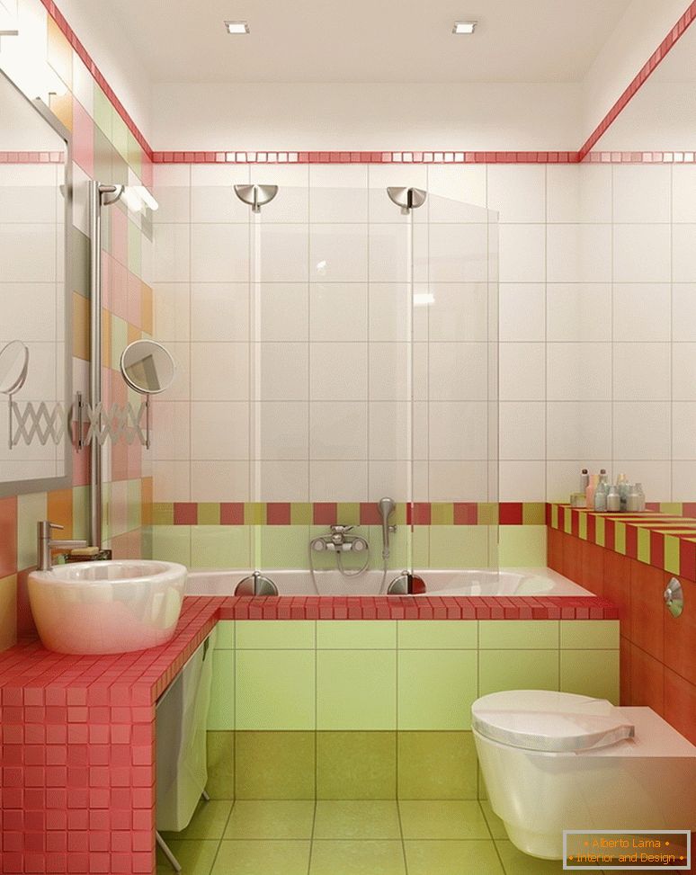 Interiér kúpeľne kombinovaný s toaletou