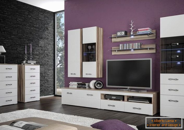 Príkladom rôznych možností je umiestnenie modulárneho nábytku v obývacej izbe. 