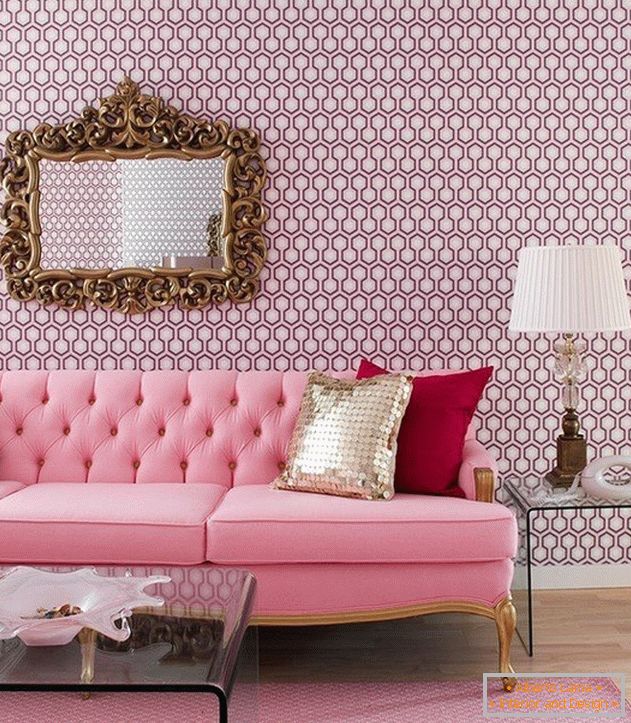 Ružový obývacia izba