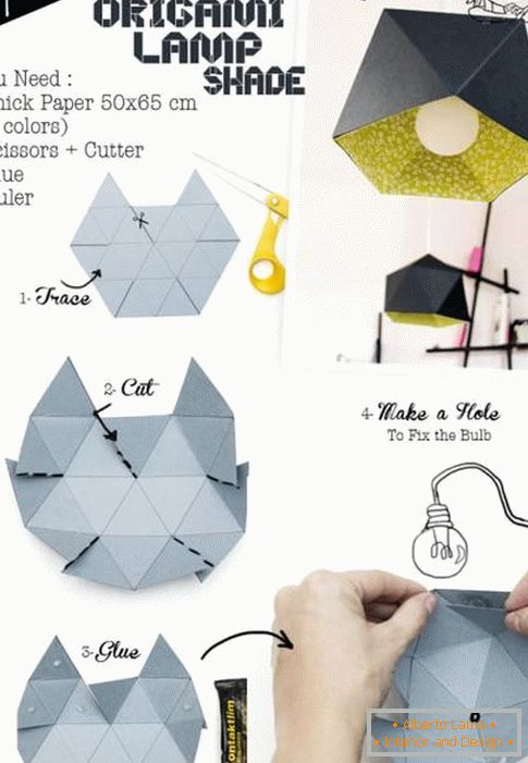 Svietidlo pre lampu vo forme origami