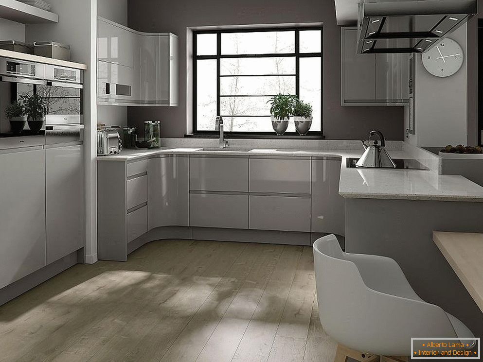 Kuchyňa so šedým interiérom