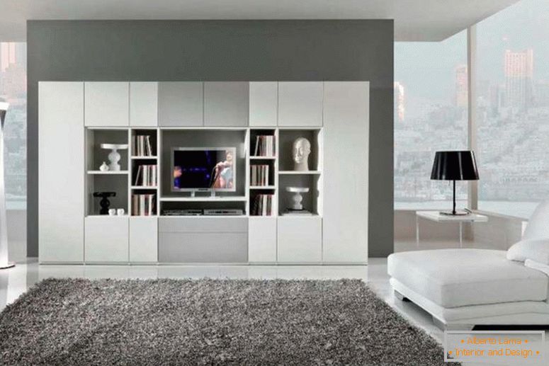 úžasné-obývačka-color-design-s-súčasný interiér-obývačka-s-bielo-veľkom knihovničky-obývacia izba-designu-i-moderný fur-koberec-gray-Design-nápady