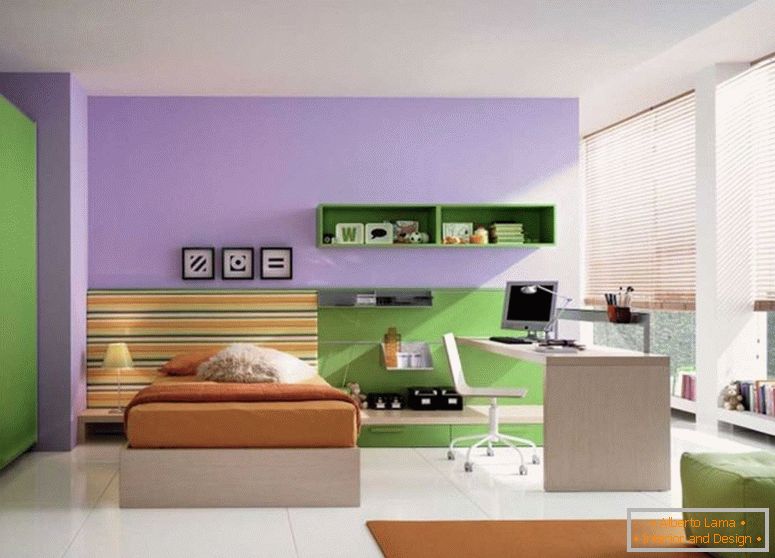 Mimoriadna-kid-spálne-Design-a-Modern-detská izba-s-štvorcový-zeleno-sedačka-on-the-hnedé-koberec-s-deti-izbový-nábytok-loft-style-lôžko