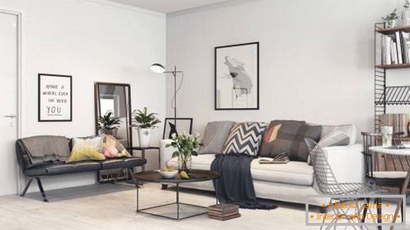 Škandinávsky štúdiový apartmán - fotografia obývacej izby a chodby