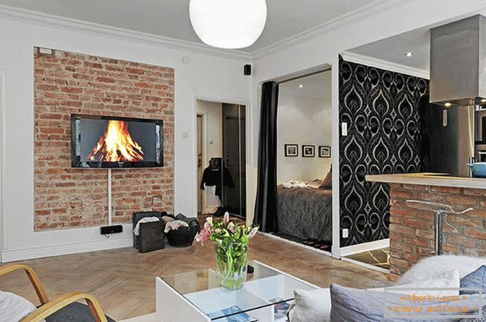 Interiér obývacej izby v škandinávskom štýle