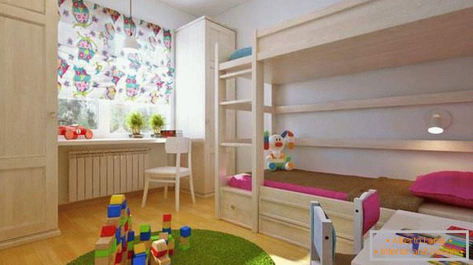 Dizajn dvojizbového apartmánu s detskou izbou pre dve deti