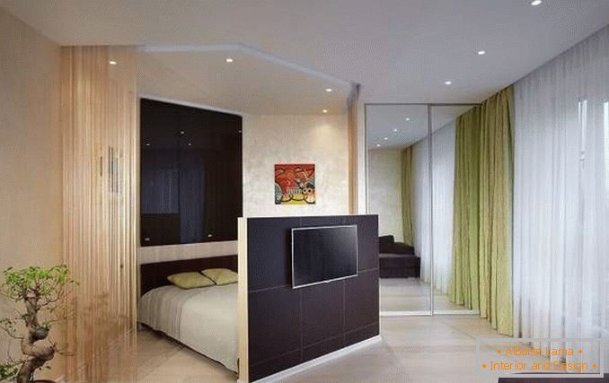 Dizajn dvojizbového bytu pre rodinu s dieťaťom - interiér spálne sály