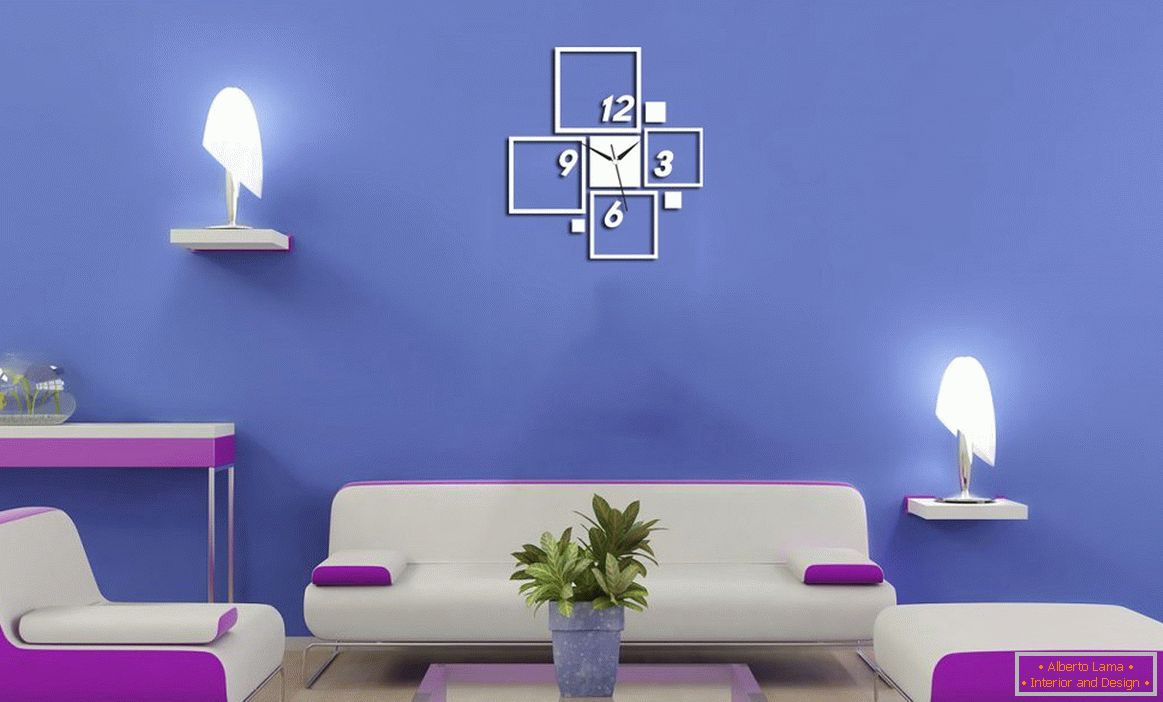 Modrá farba v obývacej izbe