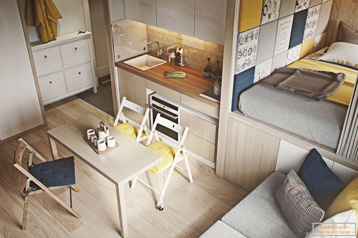 Moderný interiérový dizajn malého bytu