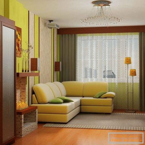 Štýlový dizajn haly v Chruščov s kompaktným nábytkom