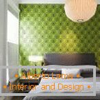 Zelená textúra na stenách v spálni