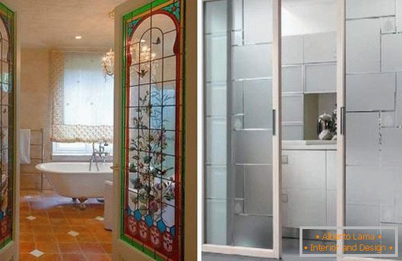 Neobvyklé sklenené dvere pre kúpeľňu so vzorom a textúrou