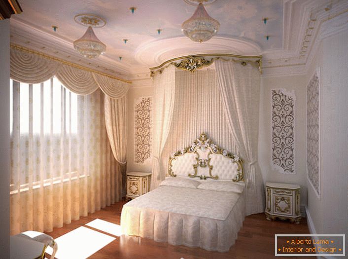 Moderná spálňa v barokovom štýle.
