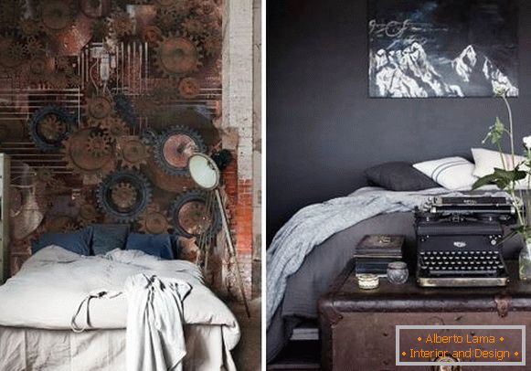 Interiér spálne v štýle steampunk - foto tapety