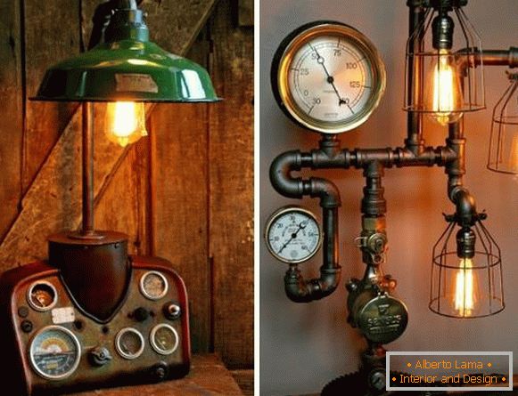 Steampunk lampa z rúrok s vlastnými rukami - foto remeslá