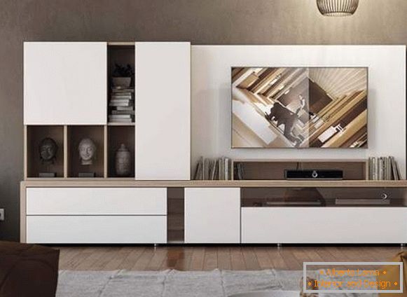 biela stena v obývacej izbe v modernom štýle, foto 8