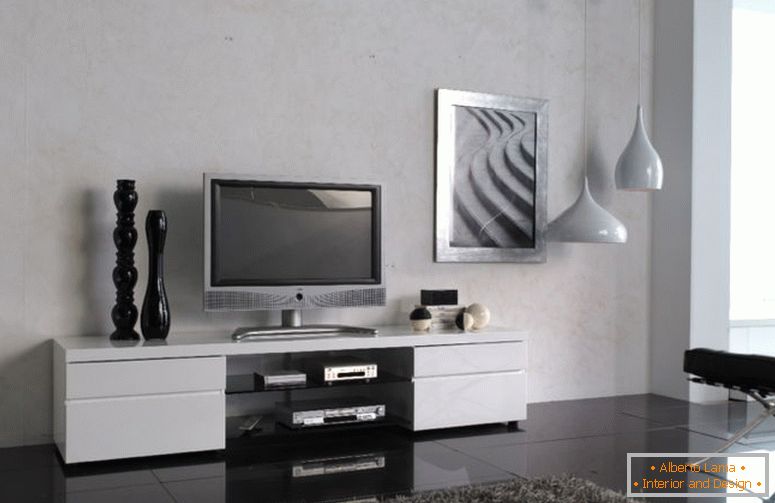 na-foto-dlho-modern-skriňa-pod-TV-v obývacej izbe