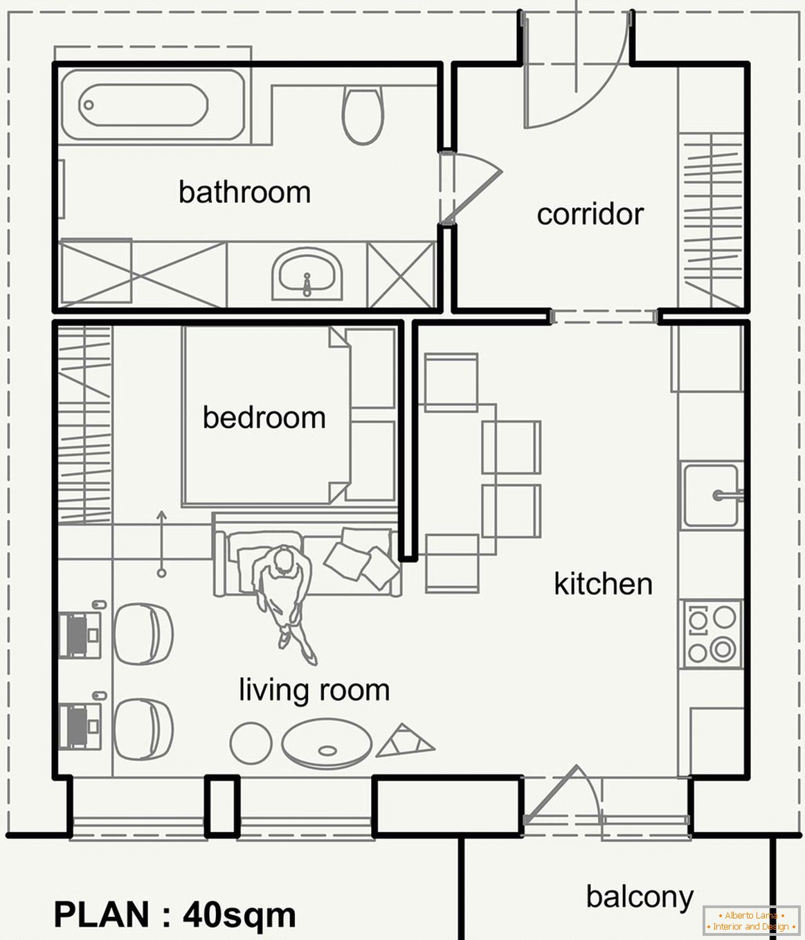 Rozloženie malého moderného bytu