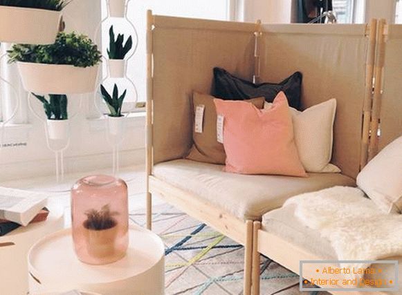 Rohový čalúnený nábytok pre obývaciu izbu - fotografie kresiel IKEA