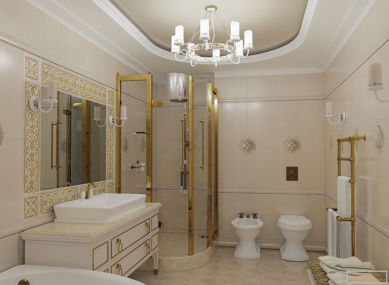 Sprchová kabína в ванной в классическом стиле