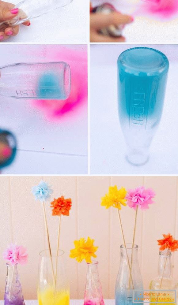 Ako vyrobiť vázu z fľaše s aerosolovým náterom