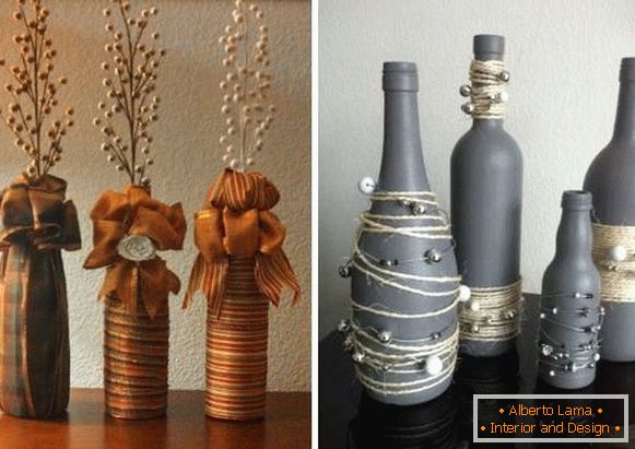 Váza zo sklenenej fľaše s vlastnými rukami - fotografie najlepších nápadov