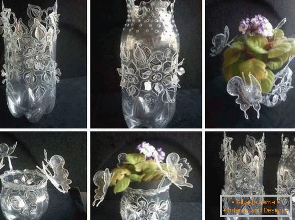Dekoratívna váza z plastovej fľaše s vlastnými rukami