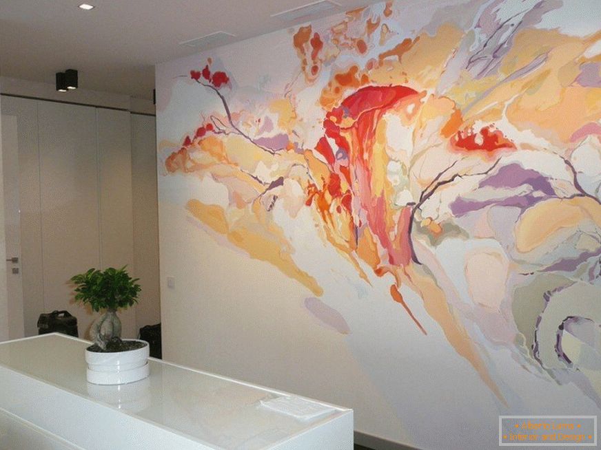 Maľba s akrylovými farbami стен в интерьере