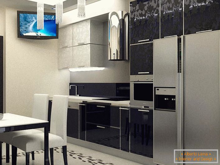 Štýlová kuchyňa je navrhnutá v súlade s požiadavkami minimalistického štýlu. 