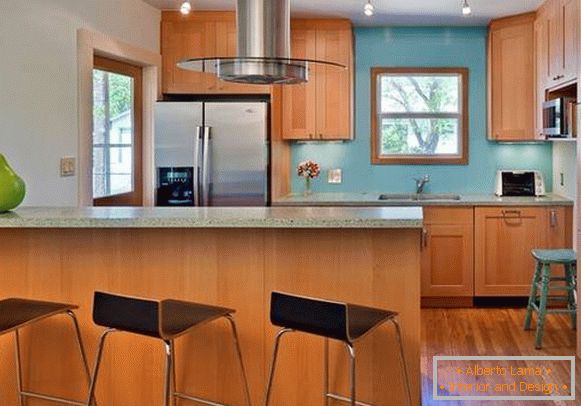 Kombinácia s modrou farbou v interiéri kuchyne fotografie