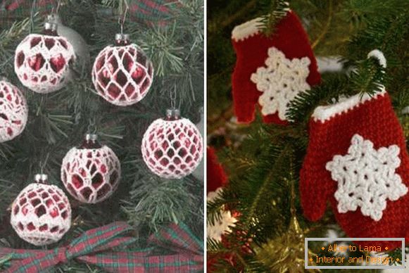 Pletené dekorácie na vianočný stromček