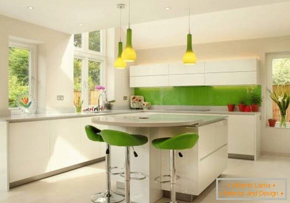 bielo-zelená kuchyňa minimalistický