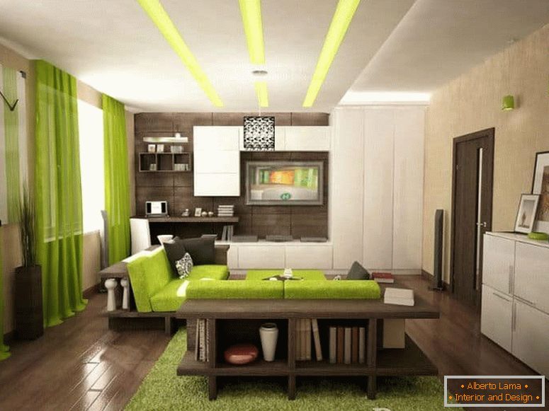 Obývacia izba v zeleni