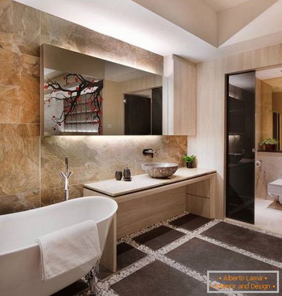 Minimalistický dizajn kúpeľne v ázijskom štýle