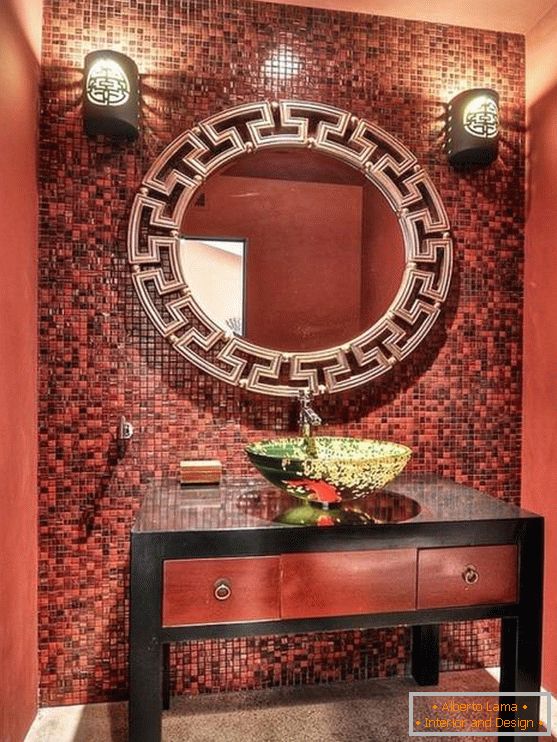 Červená farba kúpeľne v čínskom štýle
