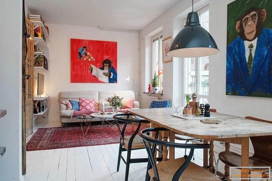Kuchyňa a obývacia izba v škandinávskom štýle