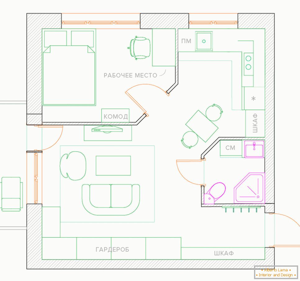 Prestavba jednopokojového bytu v apartmáne so spálňou