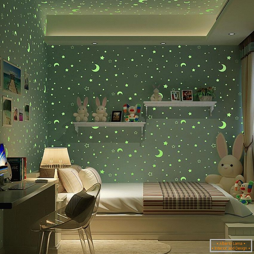 Hviezdy na stenách v detskej izbe