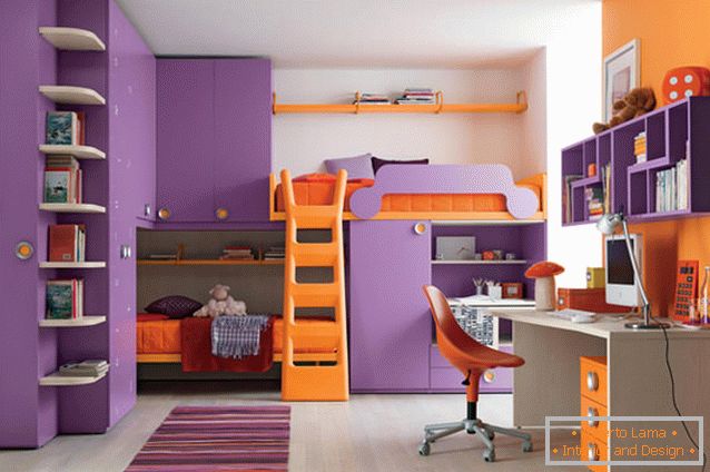 Fialový oranžový dizajn pre deti
